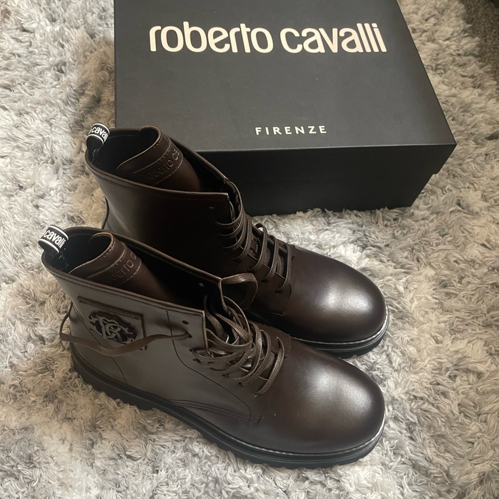 🌺 Roberto Cavalli 🌺 Brown Mens Leather Hiker Boots 13 /46